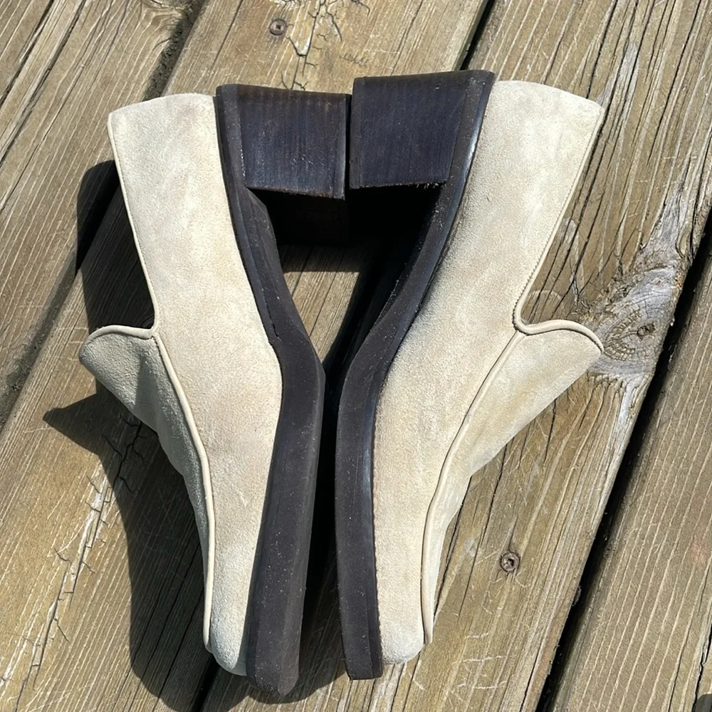 Enzo Angiolini SUEDE Cream Slip-On heels, size 8M - Picture 3 of 10
